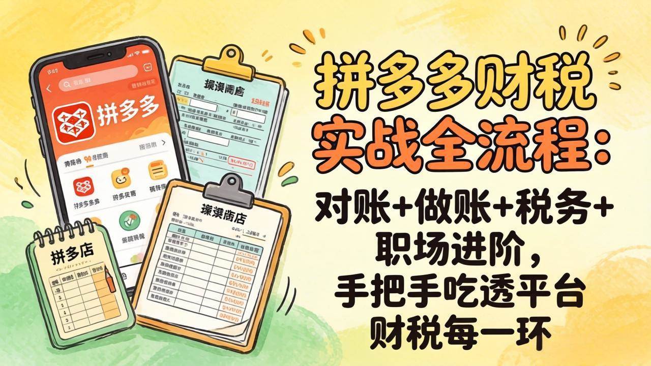 (3.18)拼多多财税实操全流程：对账+做账+税务+职场进阶，手把手吃透平台财税每一环