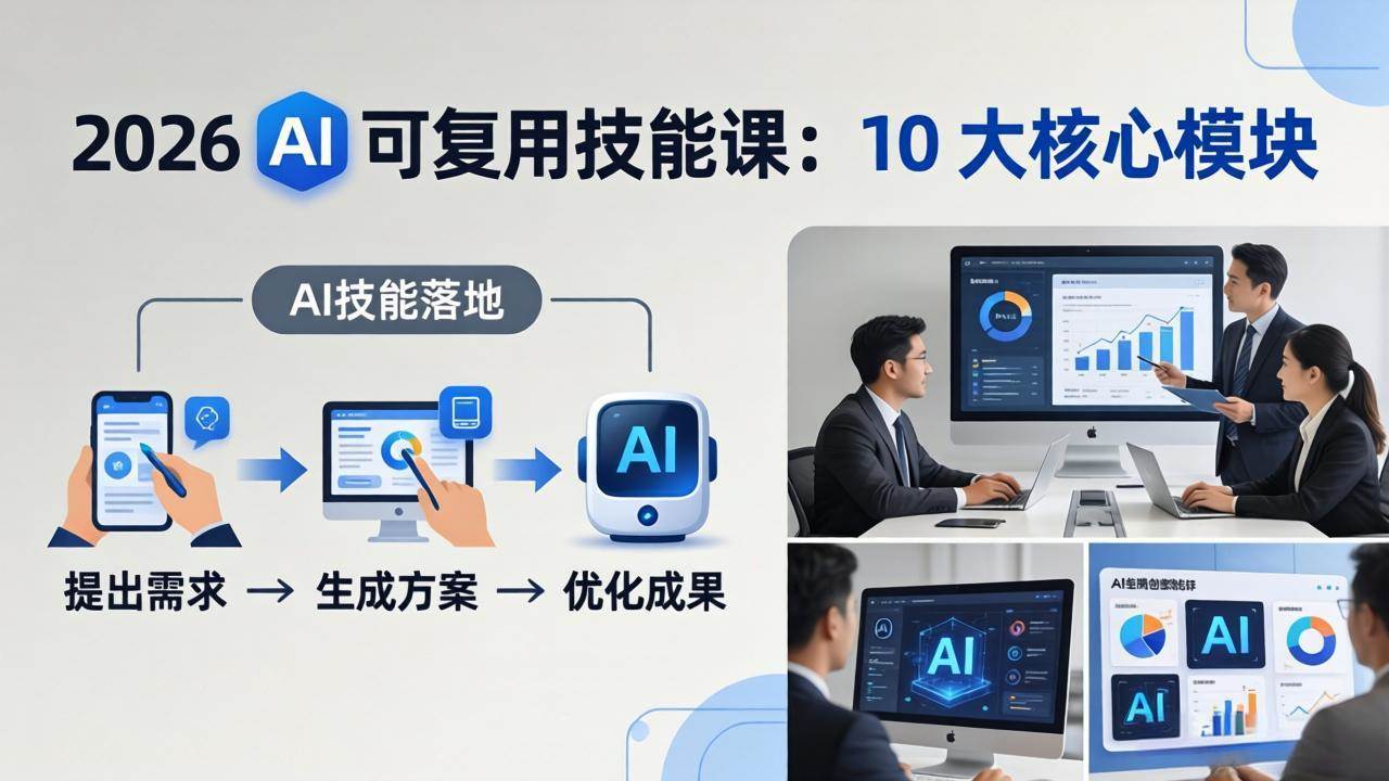(4.6)2026AI可复用技能-4月新课：10大核心模块，手把手教你把AI用进工作、产出成果